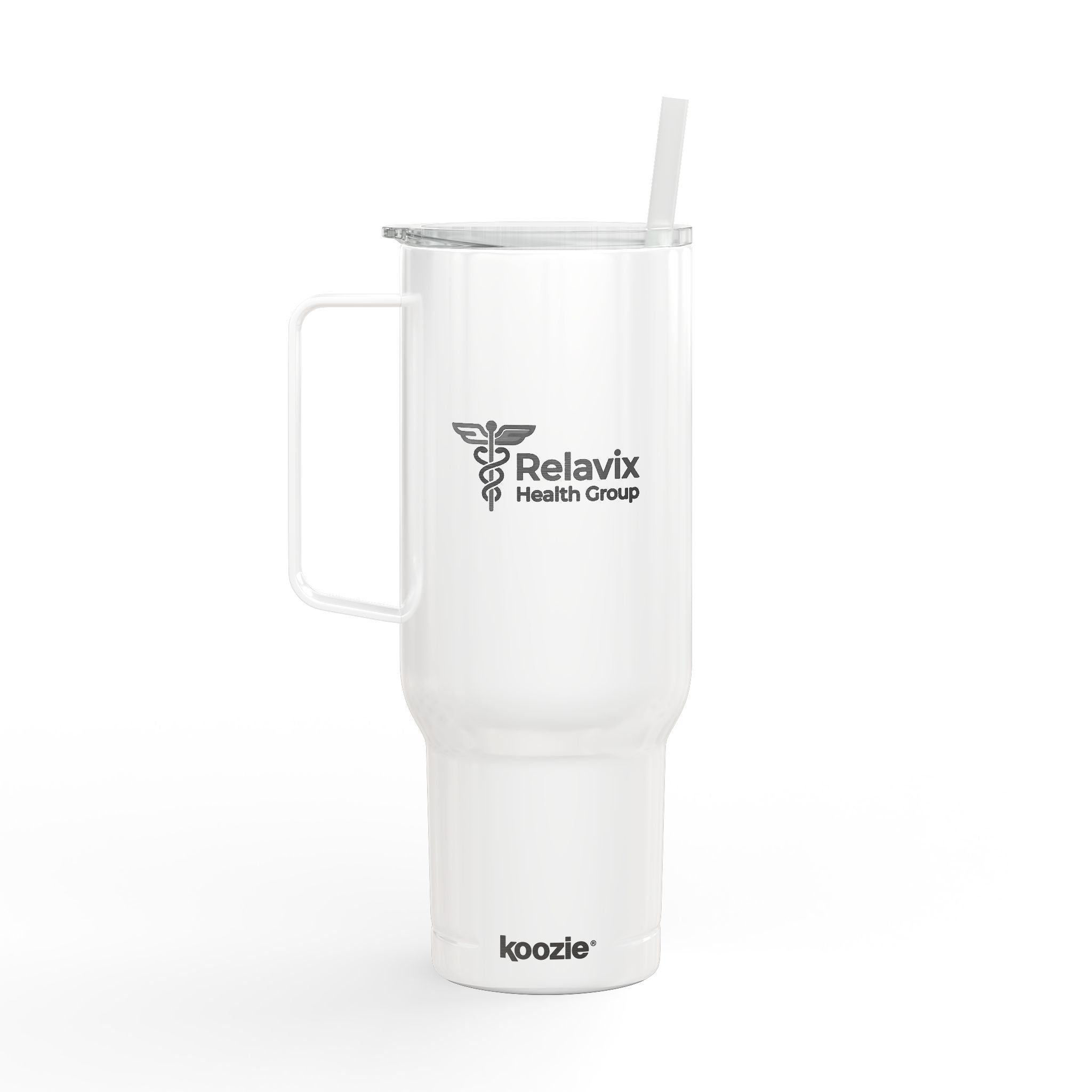 40oz Engraved Travel Tumbler with Lid & Straw — Medical Caduceus Design