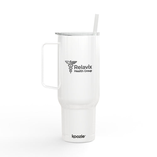 40oz Engraved Travel Tumbler with Lid & Straw — Medical Caduceus Design